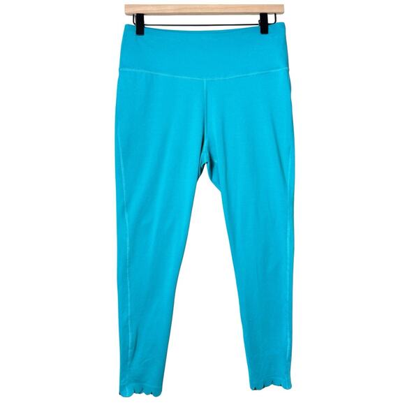 Crown & Ivy Lounge Scallop Hem Sport Leggings Teal Blue Size M - Picture 1 of 9